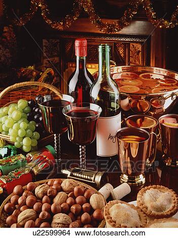 Picture - Christmas Table Setting With Nuts - Non Exclusive. Fotosearch