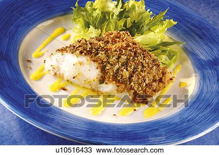 Stock Image - Cod with herb crust. Fotosearch