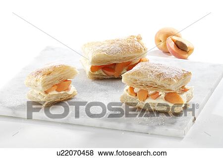 cream and apricot pastry View Large Photo Image Stock Photo - cream and apricot pastry. Fotosearch