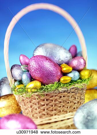 Stock Photo - Easter Egg Basket - Non Exclusive. Fotosearch