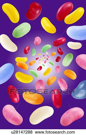 Stock Photo - Flying jelly beans. Fotosearch