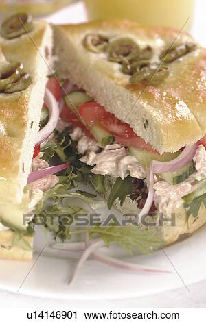 Focaccia tuna salad View Large Photo Image Stock Image - Focaccia tuna salad. Fotosearch