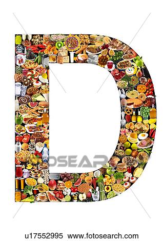 Stock Photography - Foodfont Letter d on Black And White - Non Exclusive. Fotosearch