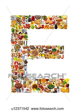 Stock Image - Foodfont Letter e on White - Non Exclusive. Fotosearch