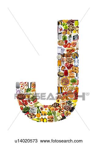 Stock Image - Foodfont Letter j on White - Non Exclusive. Fotosearch