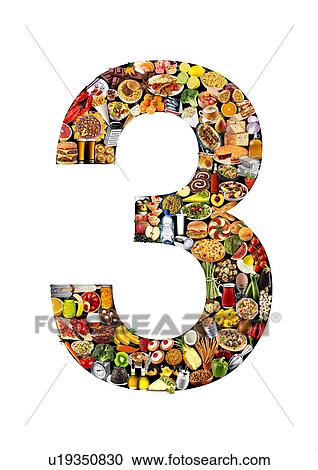 Stock Image - Foodfont Number on Black And White - Non Exclusive. Fotosearch