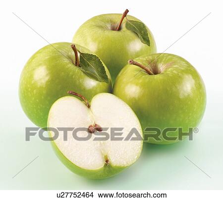 Picture - Green Apples And Half - Non Exclusive. Fotosearch