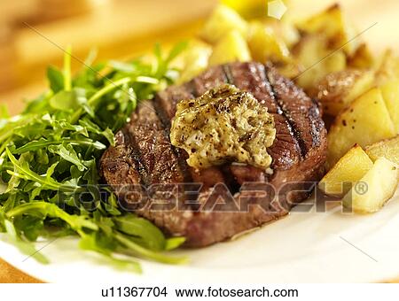 Picture - Grilled Steak &Amp; Mushroom Butter - Non Exclusive. Fotosearch