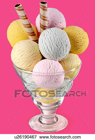 Stock Photo - Ice cream Sundae on Pink - Non Exclusive. Fotosearch