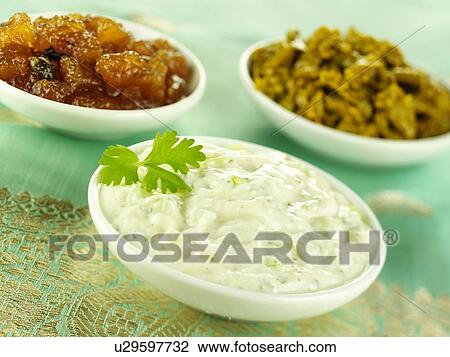 Stock Image - Indian Raita And Chutney- Non Exclusive. Fotosearch