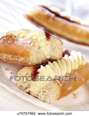 Jam and cream doughnuts View Large Photo Image Picture - Jam and cream doughnuts. Fotosearch