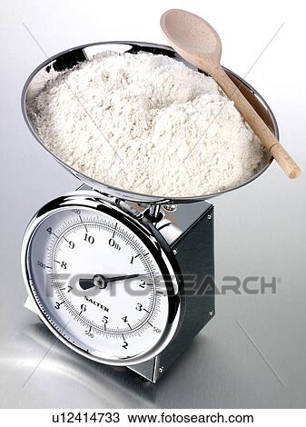 Kitchen Scales With White Flour - Non Exclusive View Large Photo Image Stock Image - Kitchen Scales With White Flour - Non Exclusive. Fotosearch