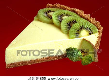 Stock Photography - Lemon cheesecake with kiwi fruit. Fotosearch