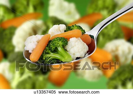 Mixed Vegetables On Spoon - Non Exclusive View Large Photo Image Stock Photography - Mixed Vegetables On Spoon - Non Exclusive. Fotosearch