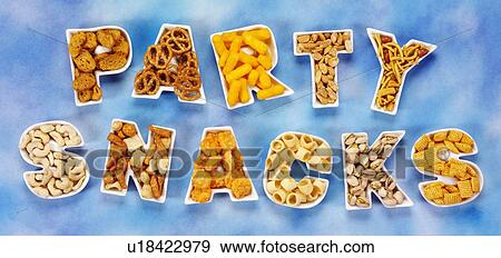 Stock Photo - Party Snacks on Blue - Non Exclusive. Fotosearch
