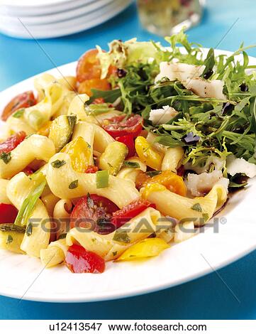 Stock Photo - Pasta Salad And Roasted Vegetables - Non Exclusive. Fotosearch