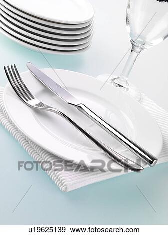 Stock Photo - Plate With Knife And Fork. Fotosearch