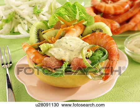 Prawn And Kiwi Salad - Non Exclusive View Large Photo Image Stock Image - Prawn And Kiwi Salad - Non Exclusive. Fotosearch