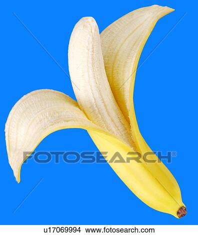 Picture - Single Banana on Blue - Non Exclusive. Fotosearch