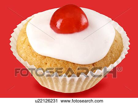 Sponge Cupcake on Red - Non Exclusive View Large Photo Image Stock Image - Sponge Cupcake on Red - Non Exclusive. Fotosearch