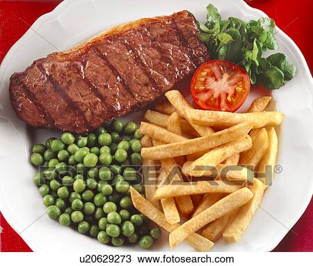 Steak Peas And Chips / Fries - Non Exclusive View Large Photo Image Stock Image - Steak Peas And Chips / Fries - Non Exclusive. Fotosearch