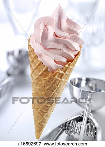 Strawberry Ice Cream Cone - Non Exclusive View Large Photo Image Stock Photo - Strawberry Ice Cream Cone - Non Exclusive. Fotosearch