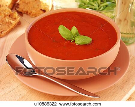 Stock Image - Tomato And Basil Soup - Non Exclusive. Fotosearch