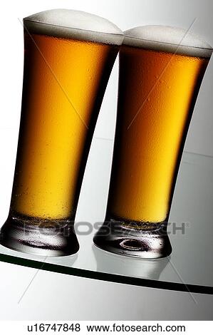 Stock Photo - Two lager beers. Fotosearch