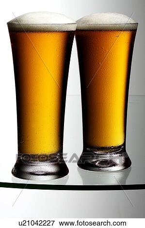 Stock Photo - Two lager beers. Fotosearch