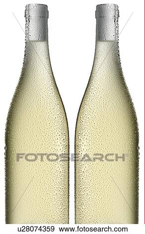 Stock Photo - Two White Wine Bottles on White - Non Exclusive. Fotosearch