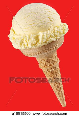 Vanilla Ice Cream Cone on Red - Non Exclusive View Large Photo Image Stock Image - Vanilla Ice Cream Cone on Red - Non Exclusive. Fotosearch