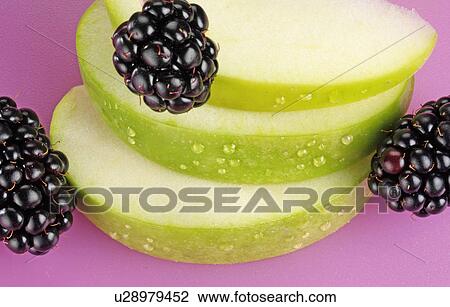 Stock Image - Apple Slices And Blackberries. Fotosearch