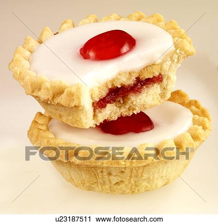 Stock Image - Cherry Bakewell Tarts - Non Exclusive. Fotosearch