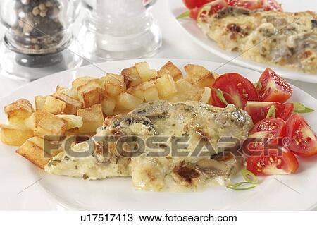 chicken with garlic and mushroom sauce View Large Photo Image Stock Image - chicken with garlic and mushroom sauce. Fotosearch