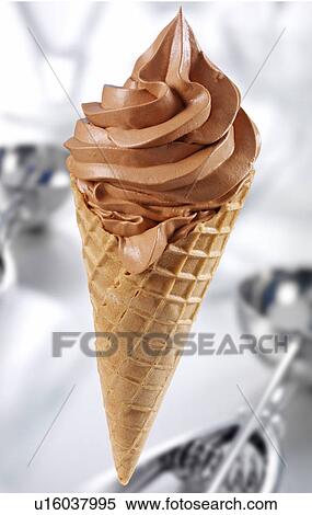 Stock Photography - Chocolate Ice Cream Cone - Non Exclusive. Fotosearch