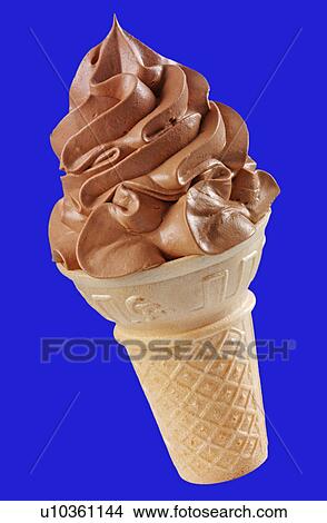 Chocolate Ice Cream Cone on Blue - Non Exclusive View Large Photo Image Picture - Chocolate Ice Cream Cone on Blue - Non Exclusive. Fotosearch