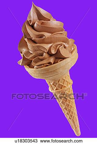 Chocolate Ice Cream in Cone on Purple - Non Exclusive View Large Photo Image Stock Image - Chocolate Ice Cream in Cone on Purple - Non Exclusive. Fotosearch