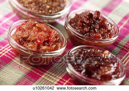 Stock Image - Chutneys and Relish. Fotosearch