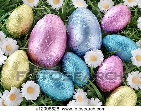 Stock Photo - Easter Eggs on Grass - Non Exclusive. Fotosearch