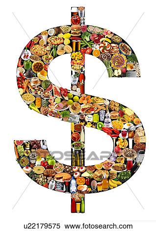 Stock Photography - Foodfont Dollar Symbol on Black And White - Non Exclusive. Fotosearch