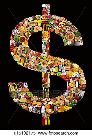 Stock Photography - Foodfont Dollar Symbol on Black - Non Exclusive. Fotosearch