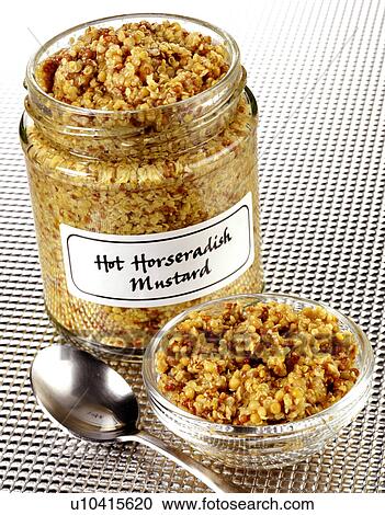 Stock Image - Grain Mustard With Horseradish - Non Exclusive. Fotosearch