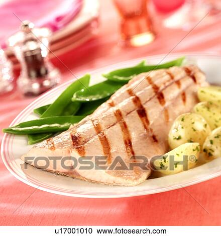 Stock Image - Grilled Salmon Fillet - Non Exclusive. Fotosearch