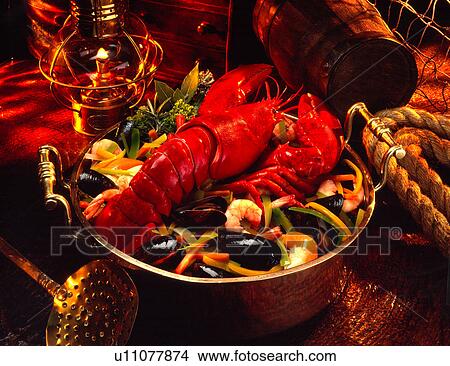Picture - Lobster and seafood. Fotosearch