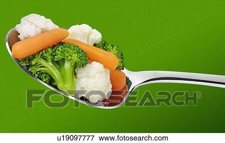 Mixed Vegetables on Spoon - Non Exclusive View Large Photo Image Stock Photo - Mixed Vegetables on Spoon - Non Exclusive. Fotosearch