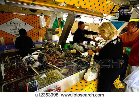 Stock Photo - Olive stall on a market. Fotosearch