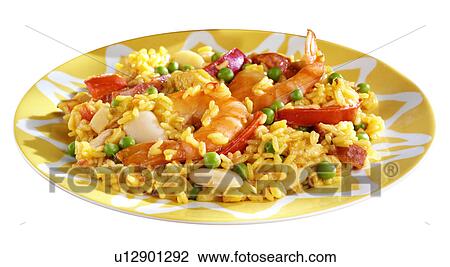 Stock Image - Paella on White - Non Exclusive. Fotosearch