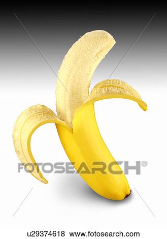 Stock Photo - Single peeled banana on graduated background. Fotosearch