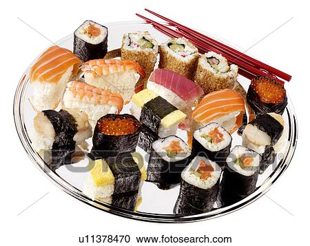 Stock Image - Sushi on White - Non Exclusive. Fotosearch