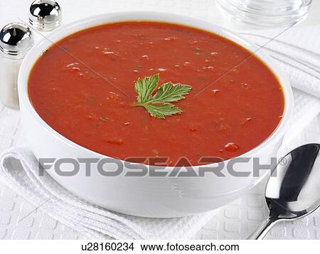 Picture - Tomato And Basil Soup - Non Exclusive. Fotosearch